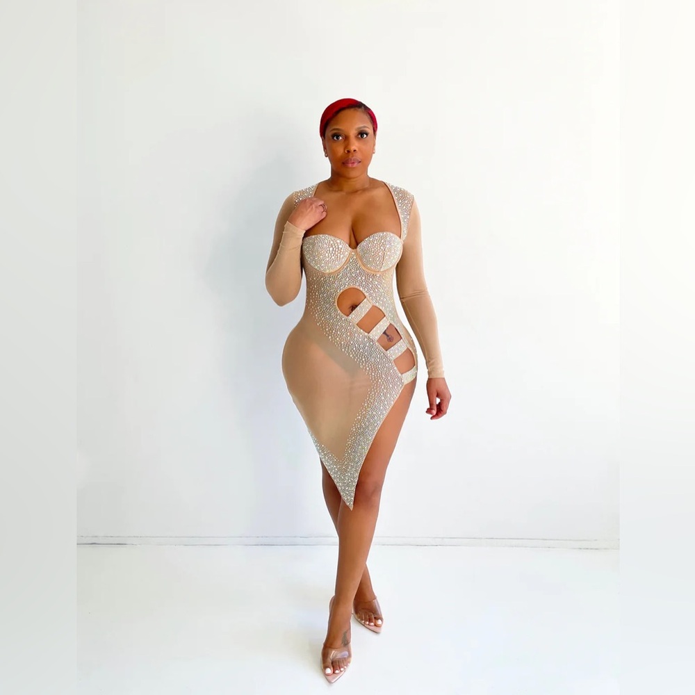 Stacey Cutout Rhinestone Dress